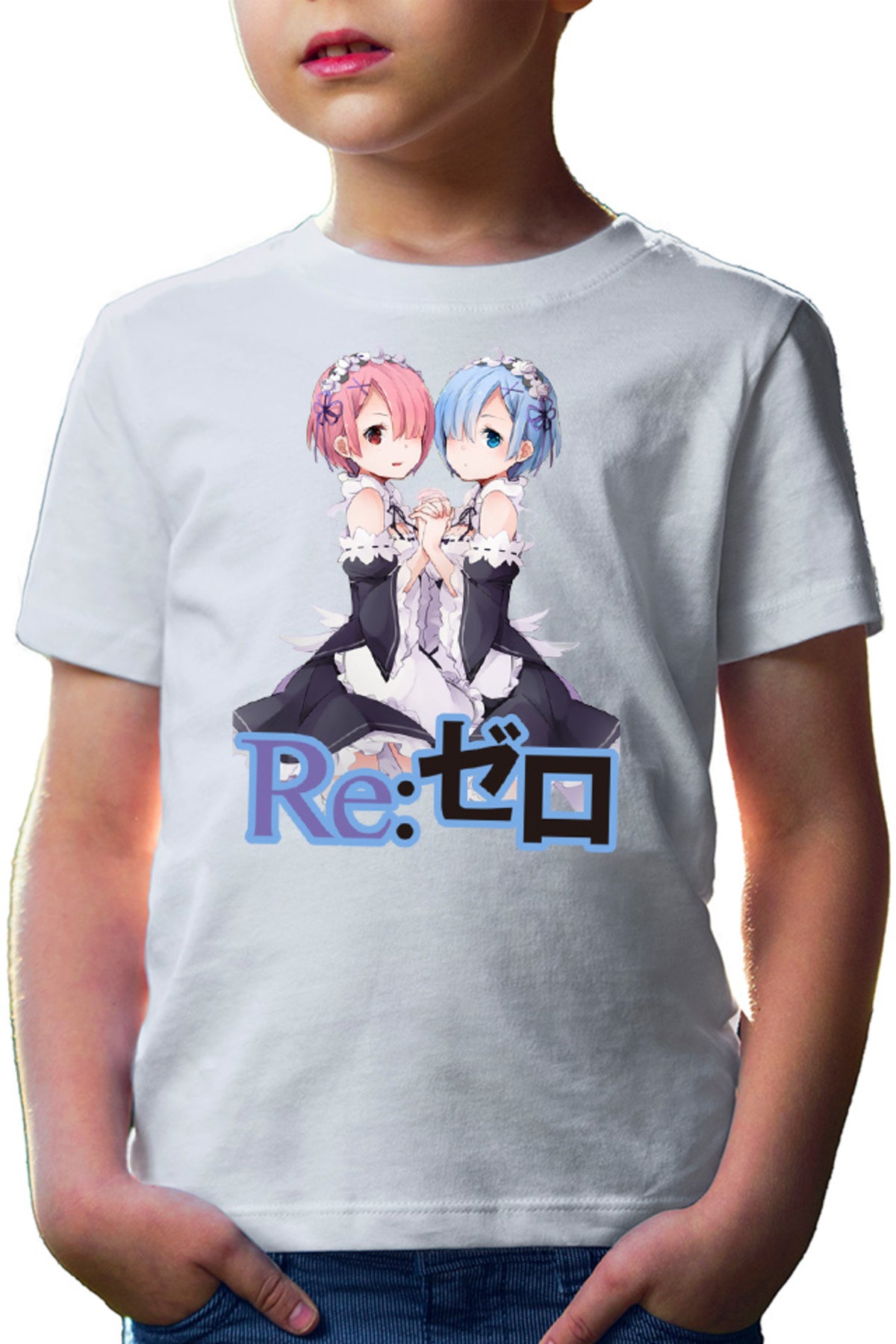 Tricou copii Re Zero REM RAM Sisters Maiden Light Novel Cosplay Weapon