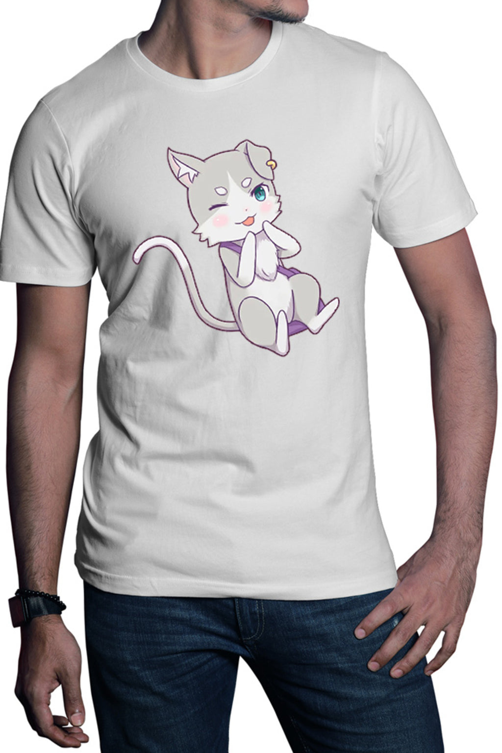 Tricou barbati Re Zero Emilia's Cat Kawaii Magic Action Paranormal