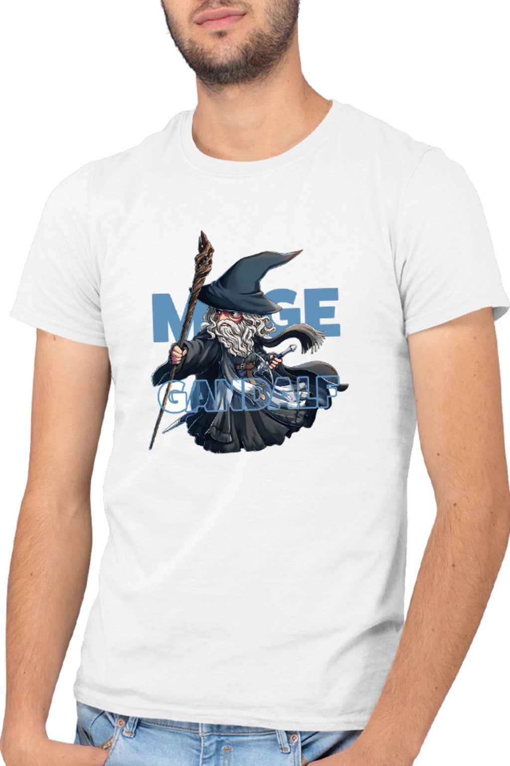 Tricou barbati Lord of the Rings Mage Gandalf Chibi Cute Power