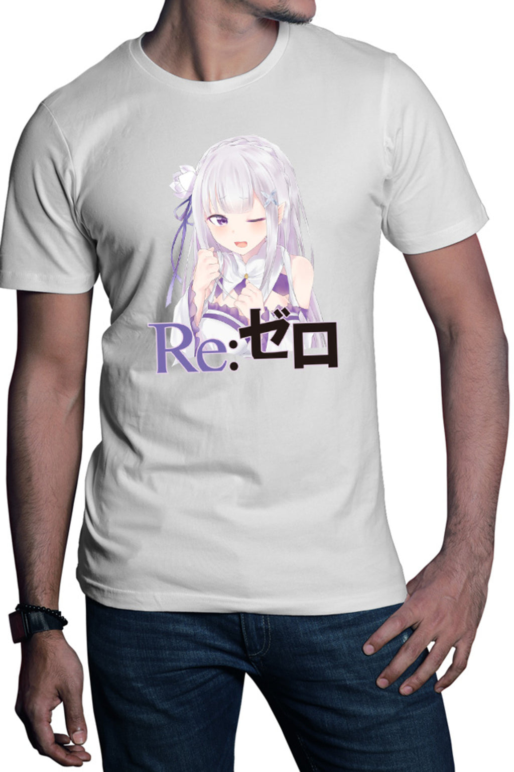 Tricou barbati Re Zero Emilia Neko Magic Princess Otaku Isekai