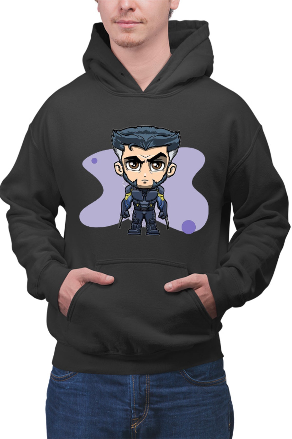 Hanorac barbati Wolverine Chibi Anime Claws Angry