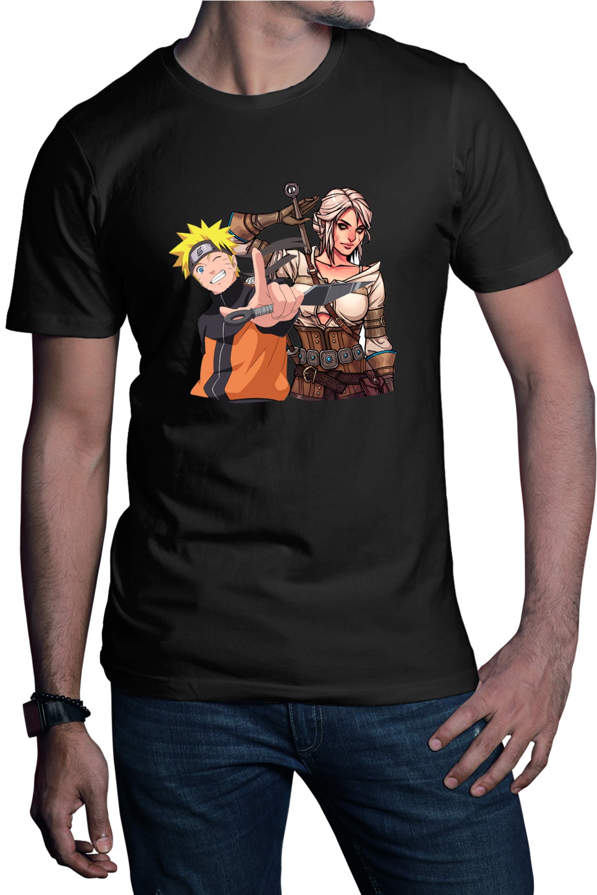 Tricou barbati The Witcher Ciri Naruto Shippuden Anime Desene