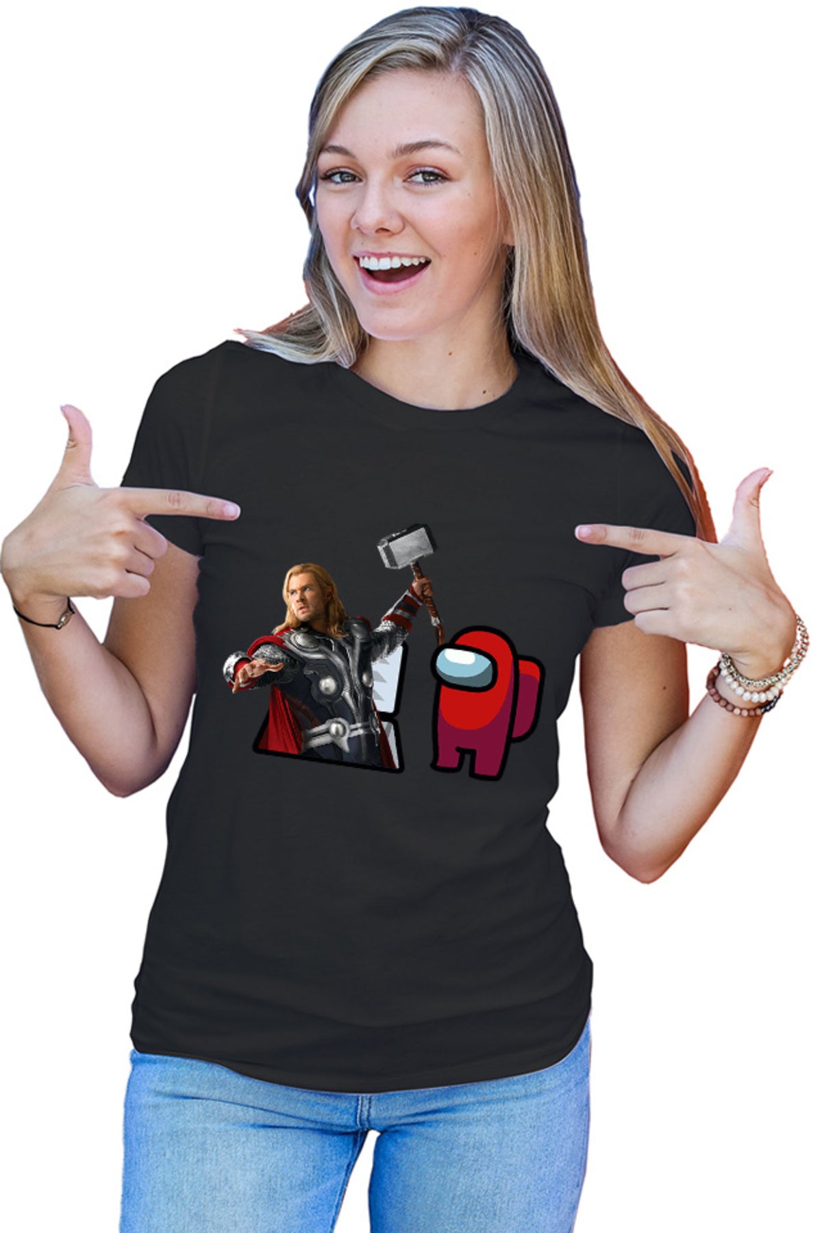 Tricou dama Thor Among Us Suspicious Vent Hammer Gameplay Puzzle