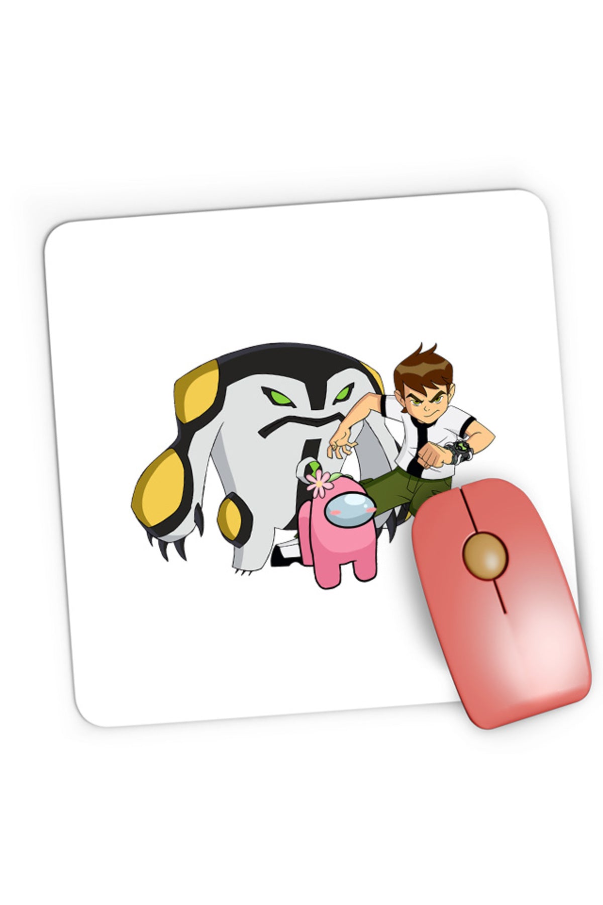 Mousepad Gaming Among Us Flower Cute Ben 10 Monster Transform Teen, 21x19 cm
