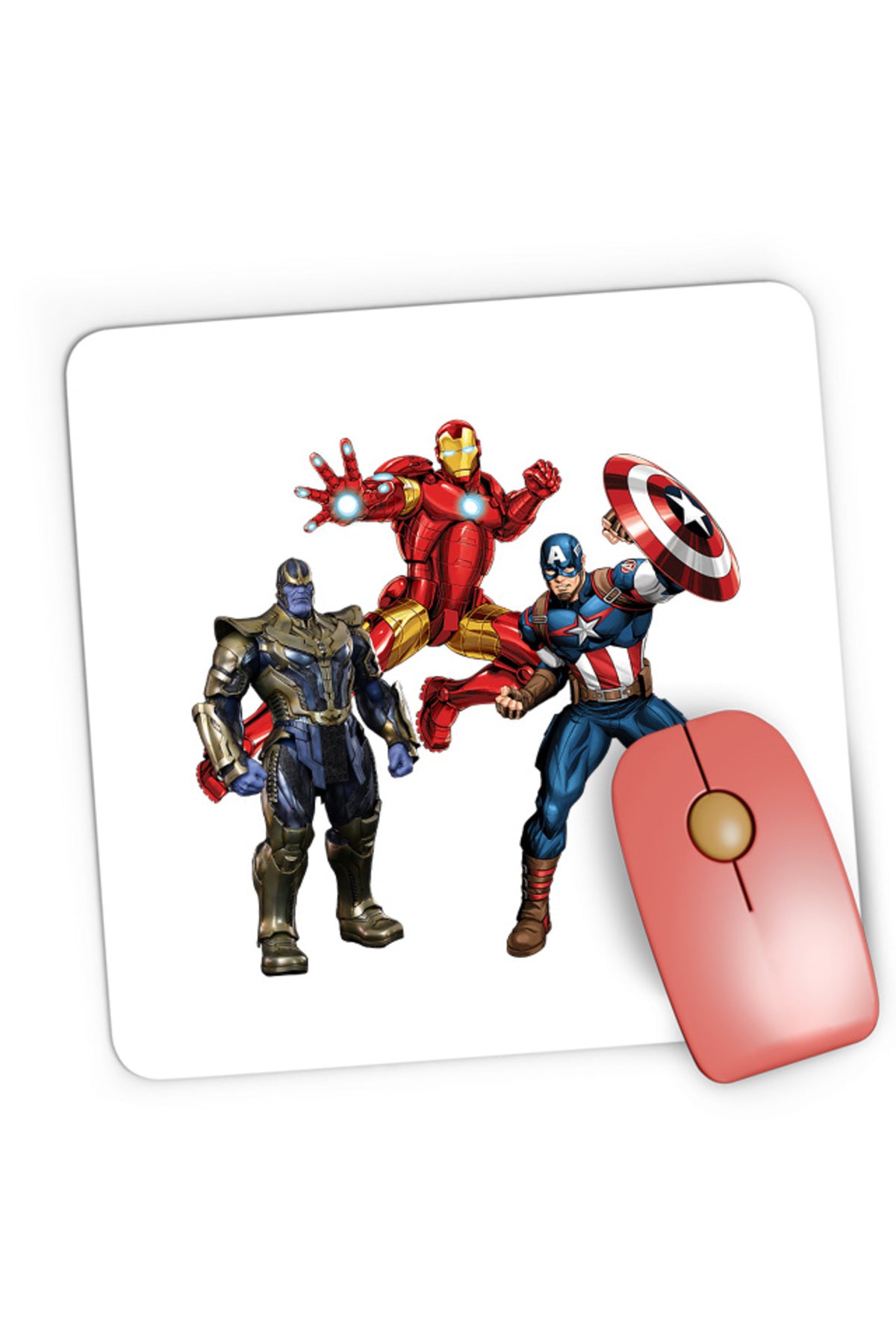 Mousepad Gaming Captain America Iron man Jump Thanos Machine Action Toy, 21x19 cm