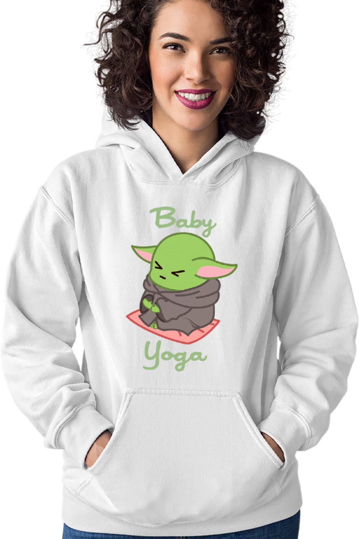 Hanorac dama Baby Yoda Meditate Morning Stress