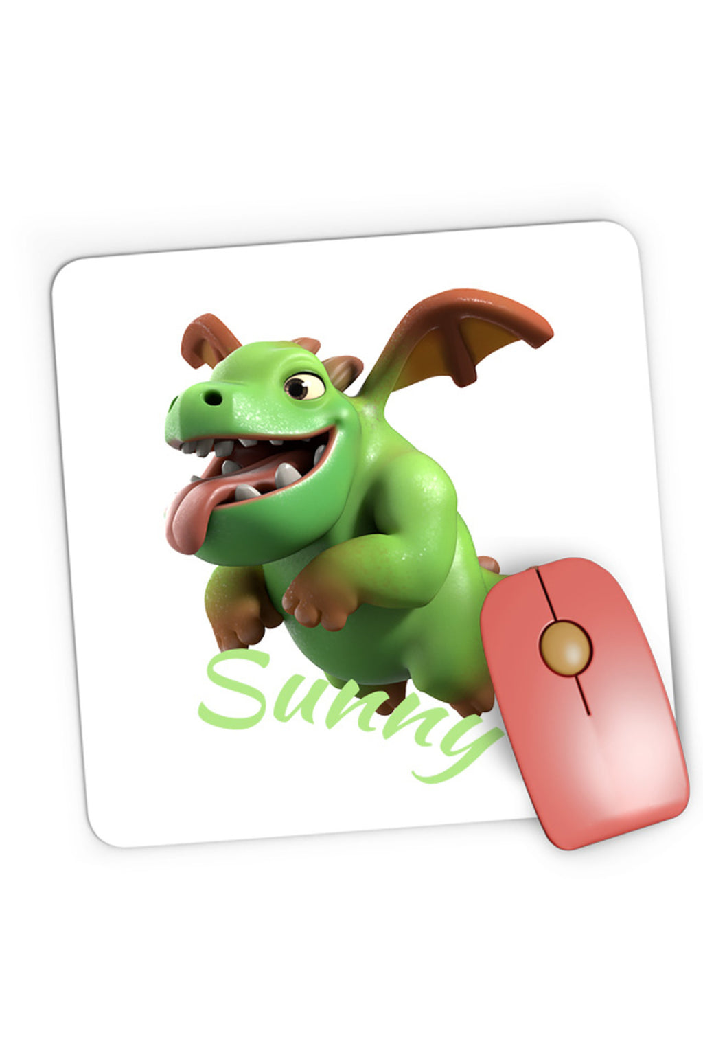 Mousepad Gaming Clash of Clans Mini Dinosaur Happy Flying Positive Energy, 21x19 cm