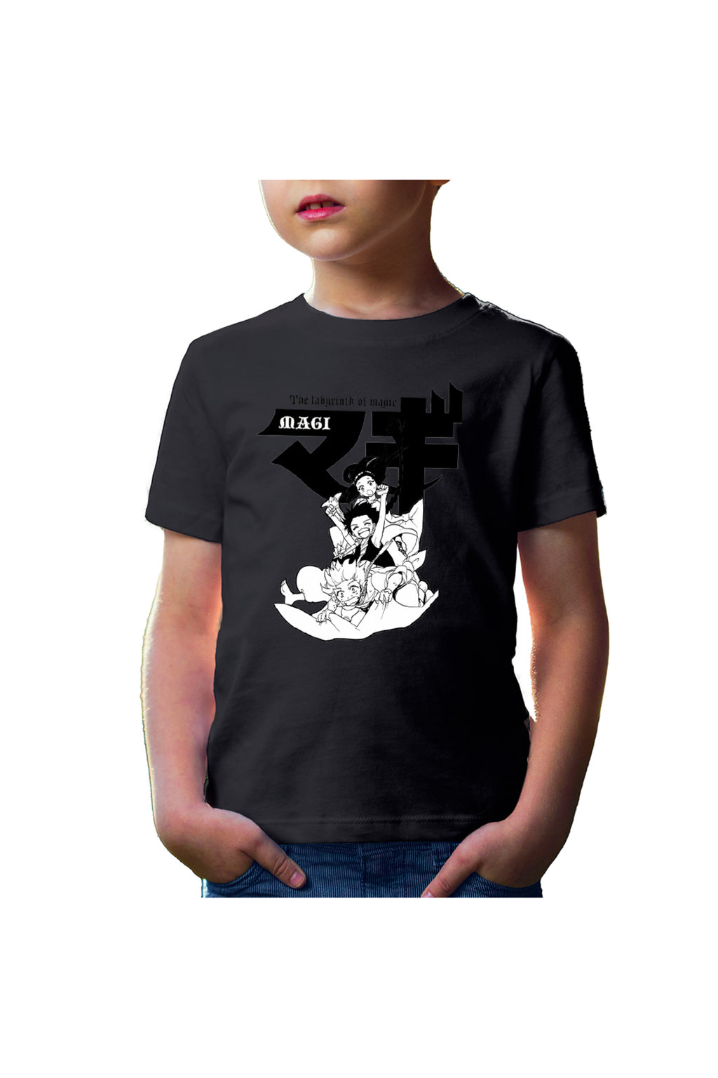 Tricou copii Magi The Labyrinth of Magic Protagonists Group Manga White Black