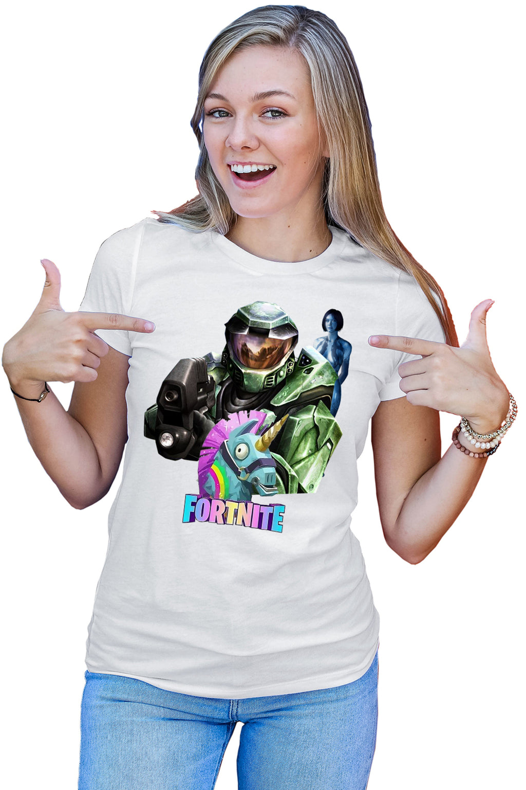Tricou dama Halo Chief Cortana Fortnite Lama Battle