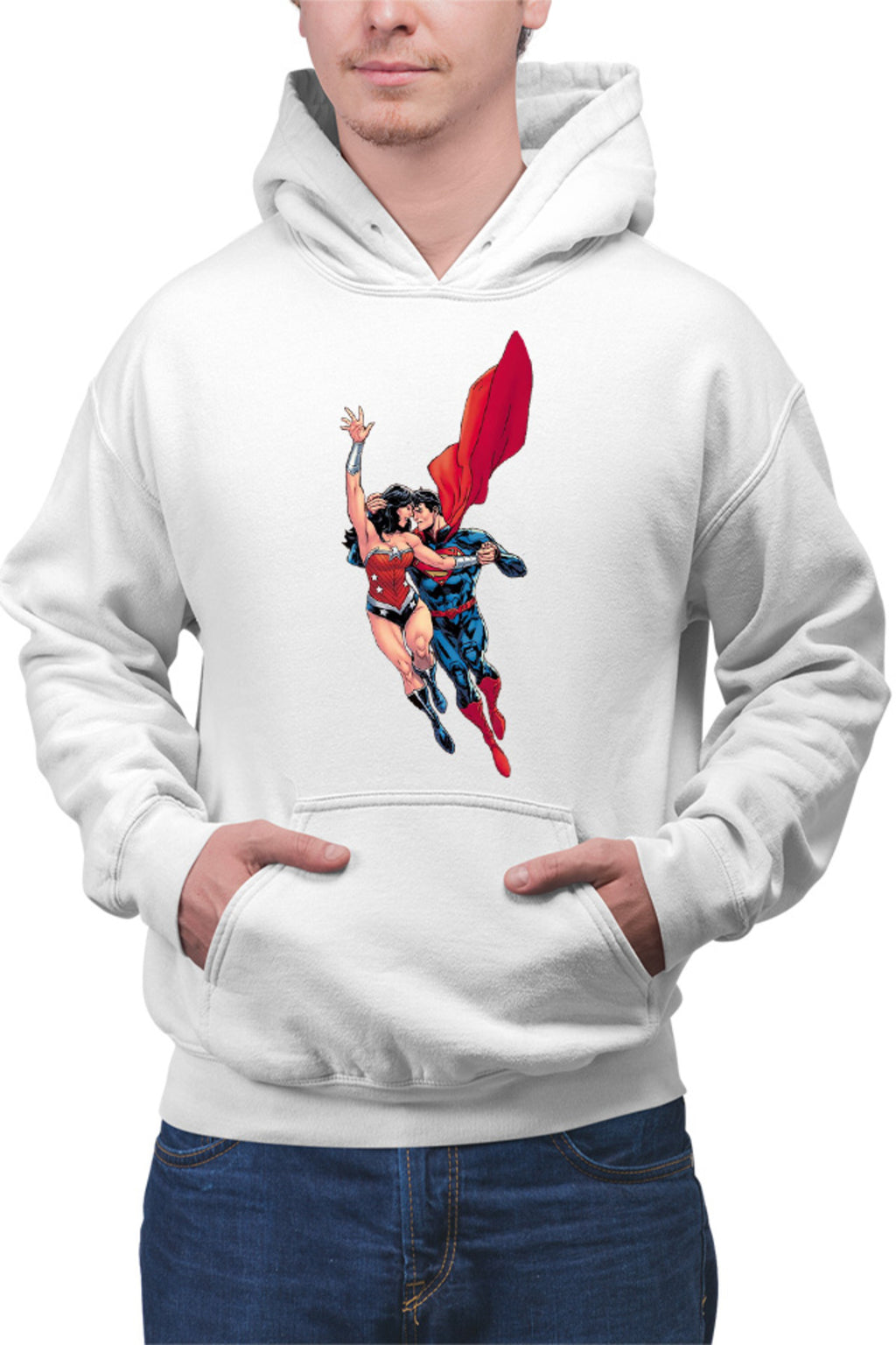 Hanorac barbati Wonder Woman Superman Super Lovers Fly Cape Save Protect