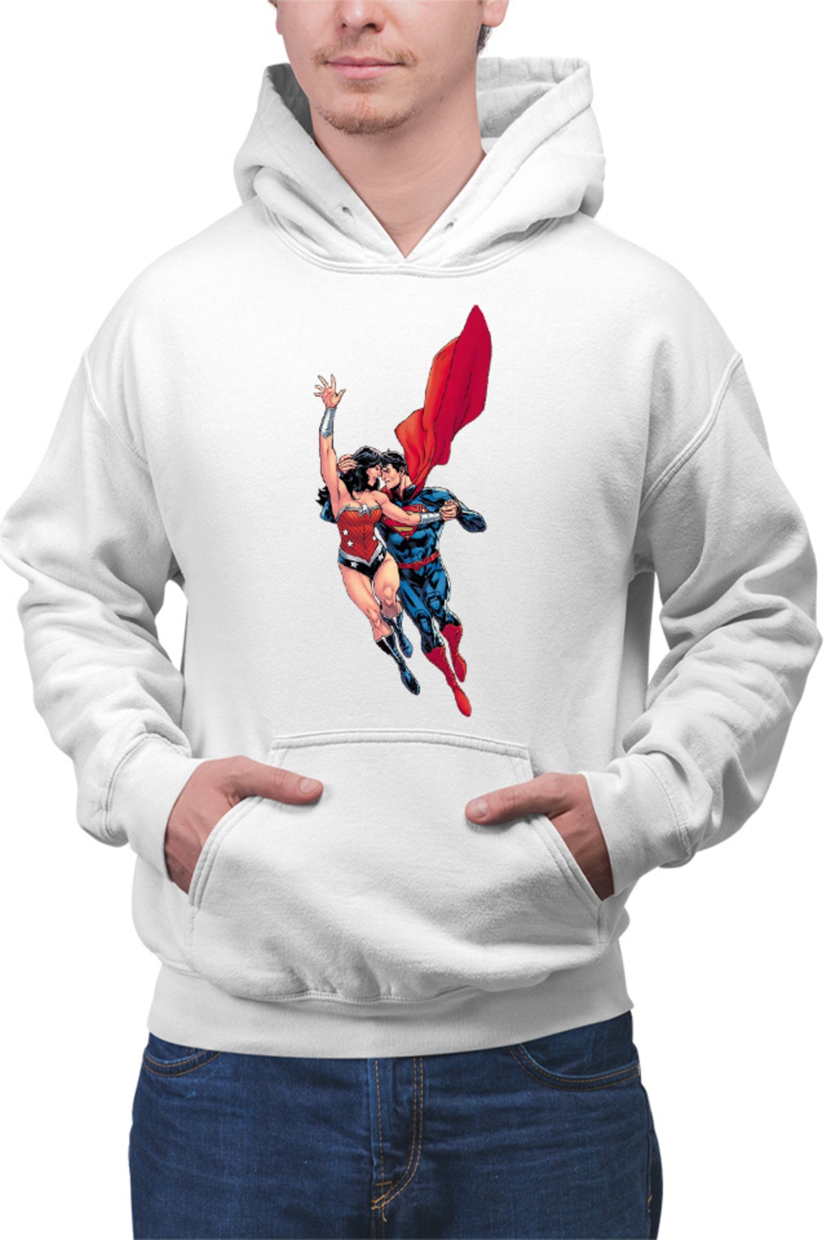Hanorac barbati Wonder Woman Superman Super Lovers Fly Cape Save Protect