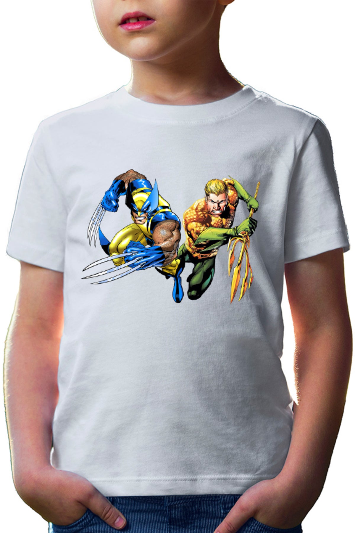 Tricou copii Aquaman Wolverine Superhero Super Powers Wolf Cartoons DC