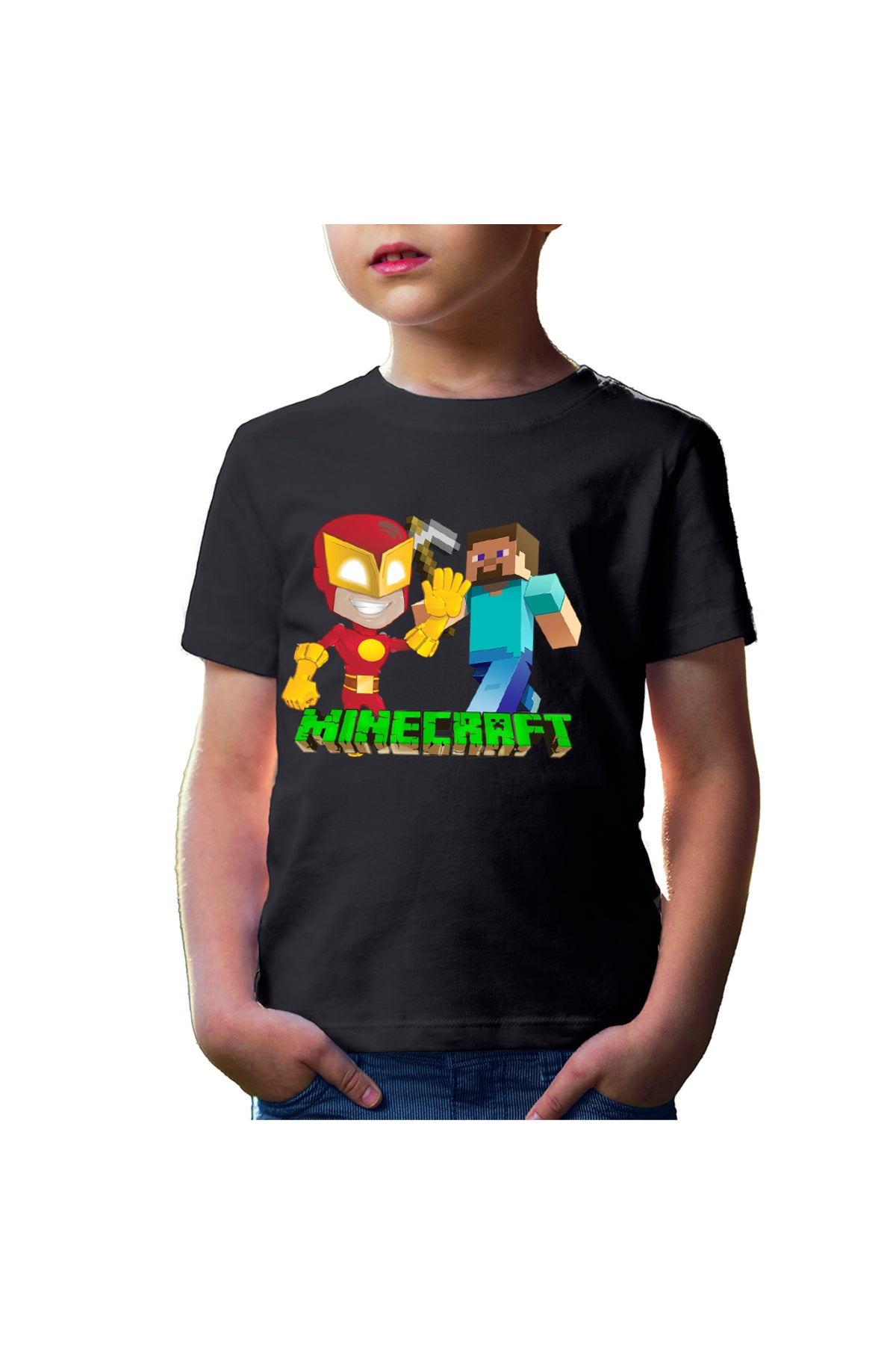 Tricou copii The Flash Minecraft Steve Super Hero