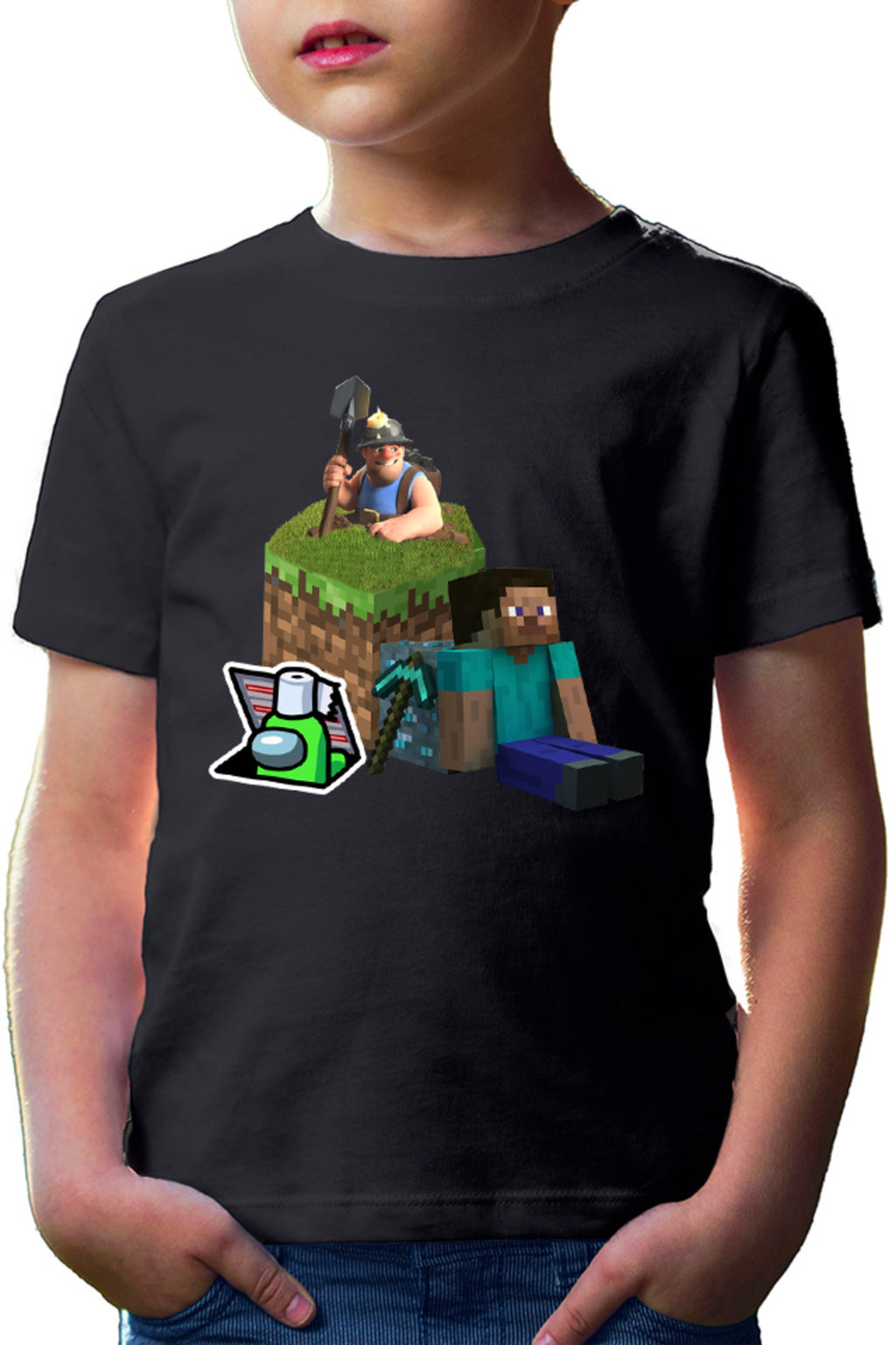 Tricou copii Clash of Clans RNG Minecraft Open World Among Us