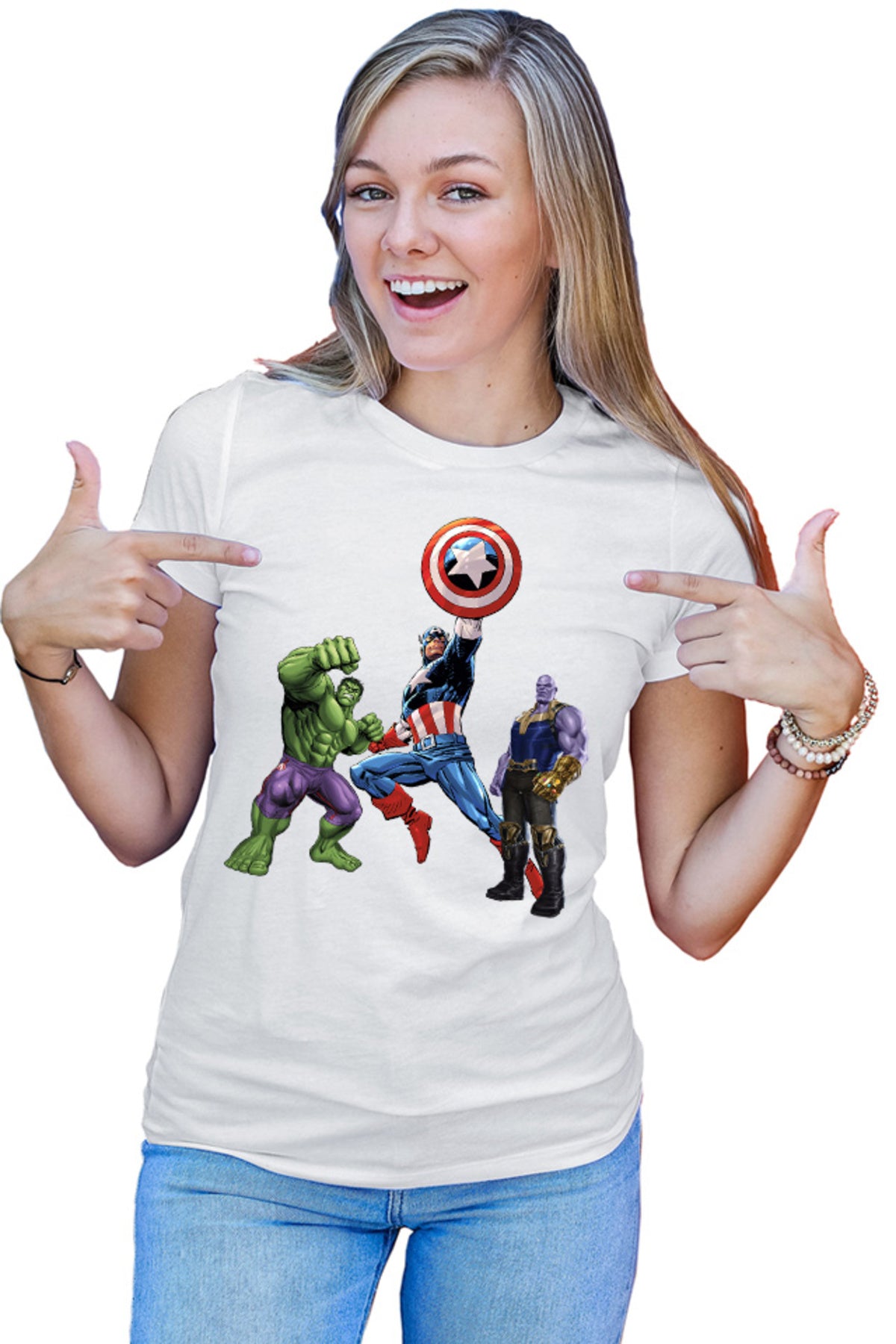 Tricou dama Captain America Hulk Thanos Marvel Avangers Comics Cartoons