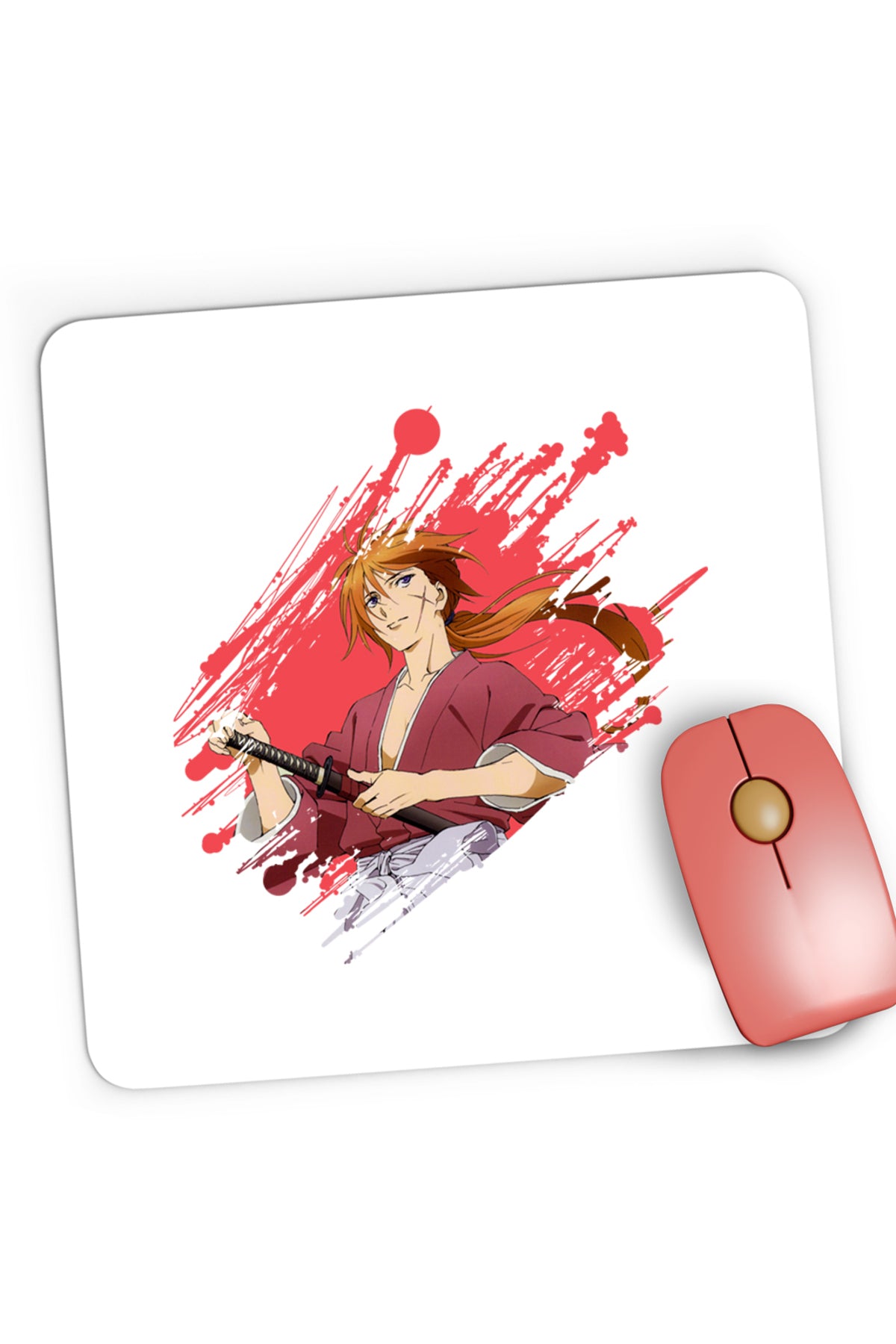Mousepad Gaming Rurouni Kenshin Brush Meiji Swordsman Romantic Story, 21x19 cm