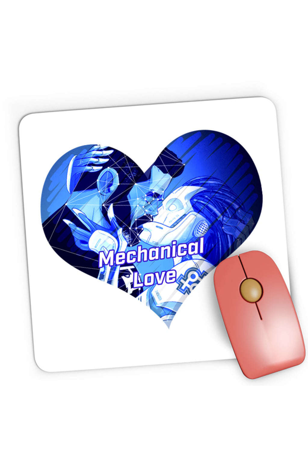 Mousepad Gaming NFT XOXO Heart Robot Cyber Human Artificial, 21x19 cm