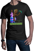 Tricou barbati Baby Groot Riding Fortnite Lama Minecraft Pickaxe