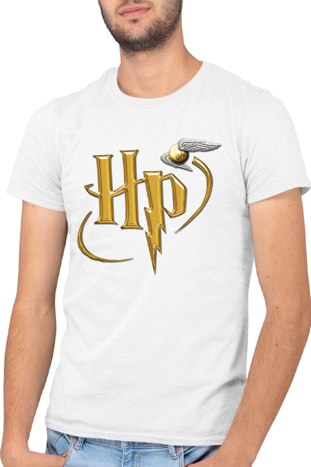 Tricou barbati Harry Potter UK Logo Spirit Fly Mark Golden