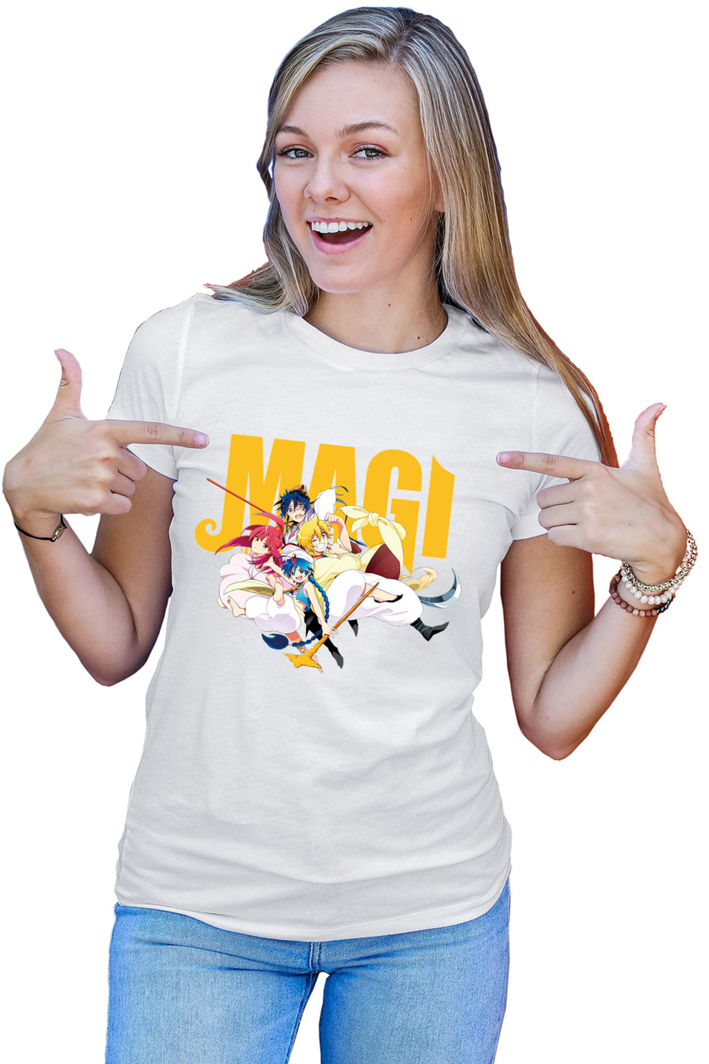 Tricou dama Magi The Labyrinth of Magic Protagonists Group Weapon Pose