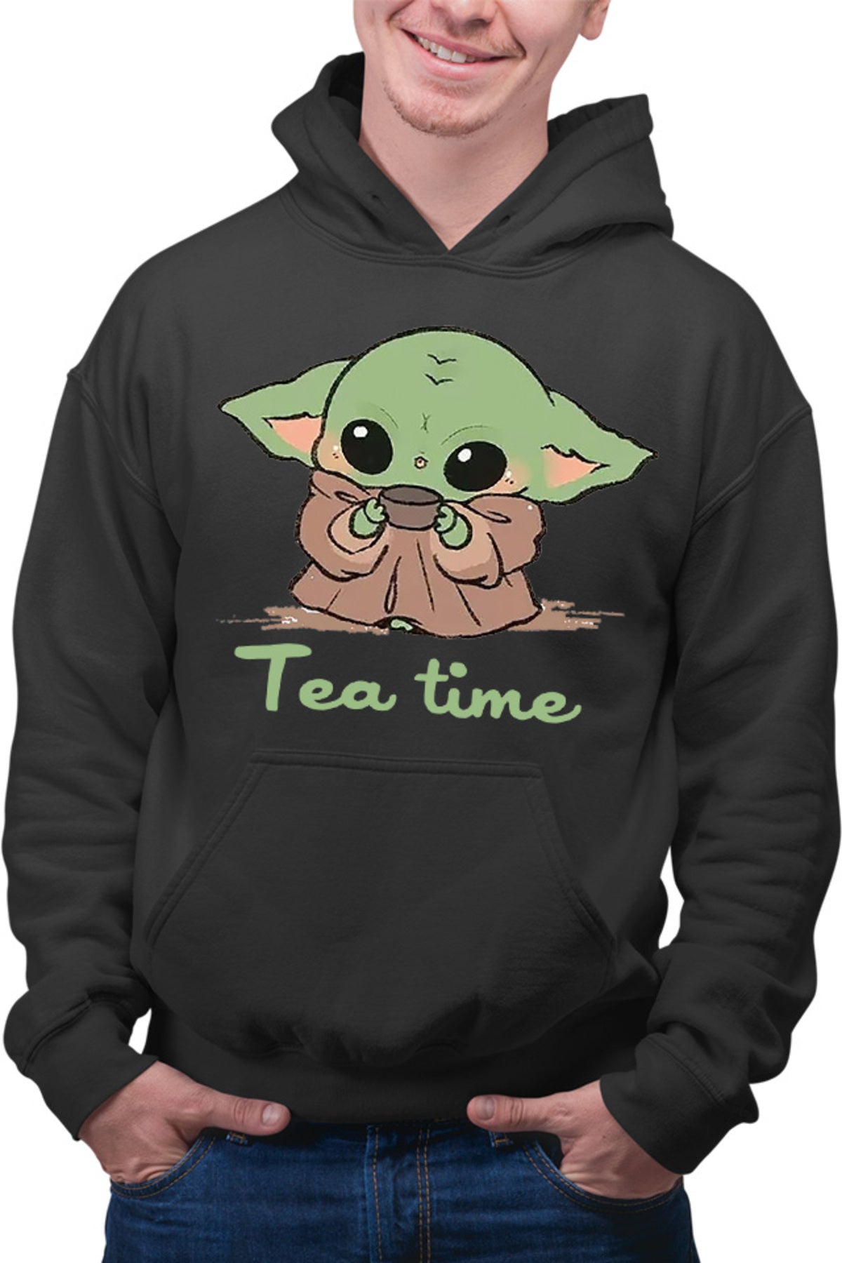 Hanorac barbati Baby Yoda Tea Time Drink Coffee