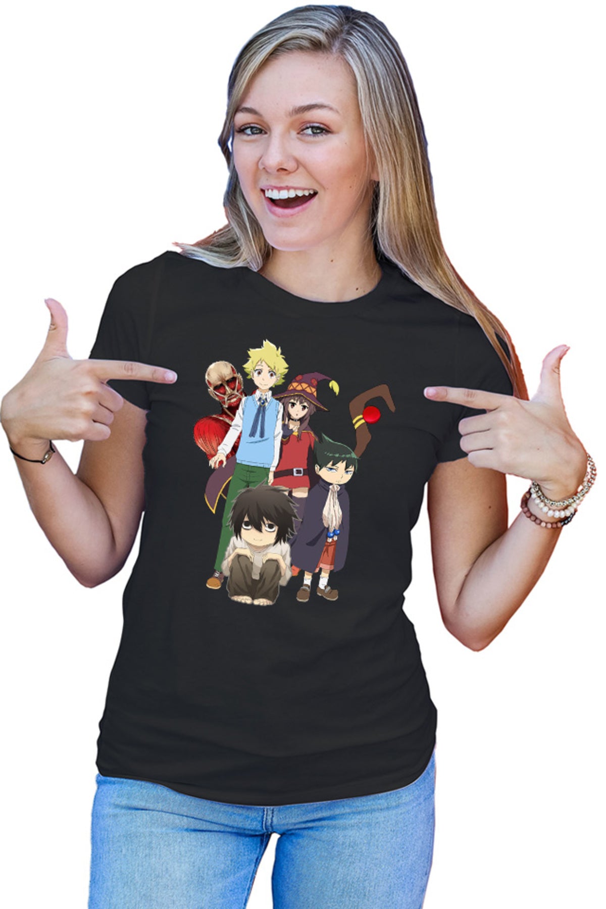 Tricou dama Muhyo Roji Taro AOT Collosal Titan Konosuba Megumi Death Note