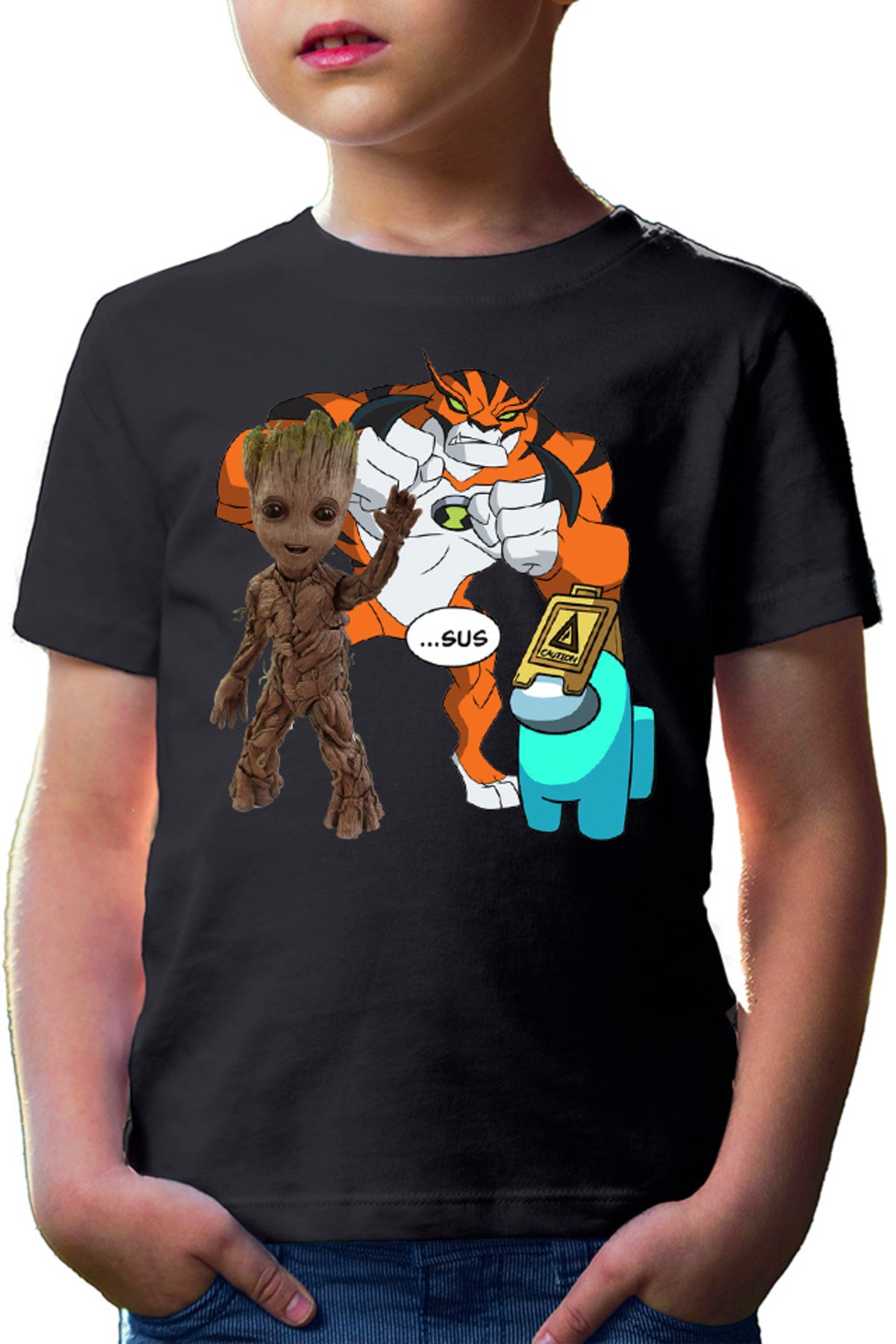 Tricou copii Baby Groot Ben 10 Huge Cat Among Us Sus