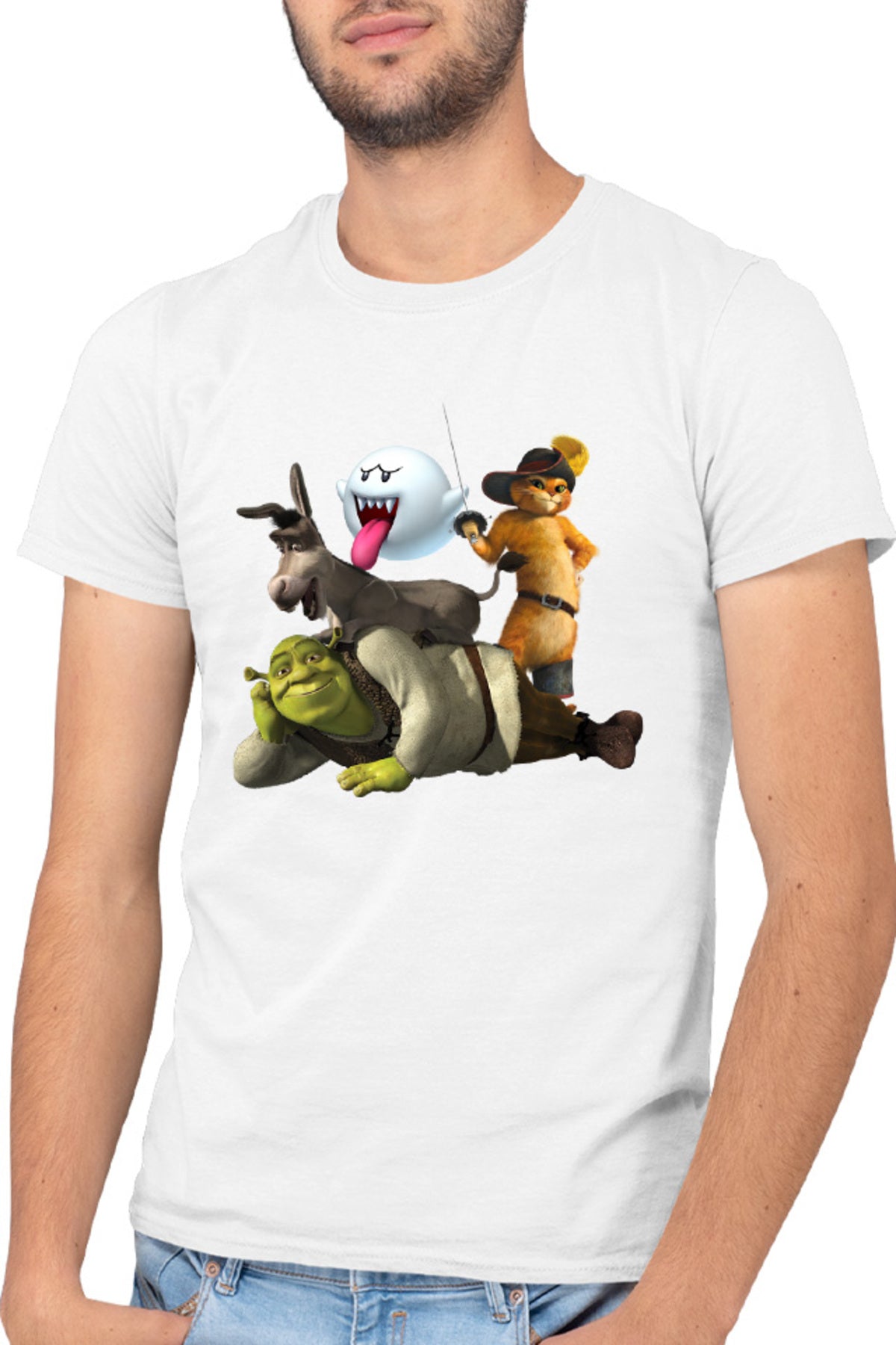Tricou barbati Shrek Mario Cat Donkey Ghost