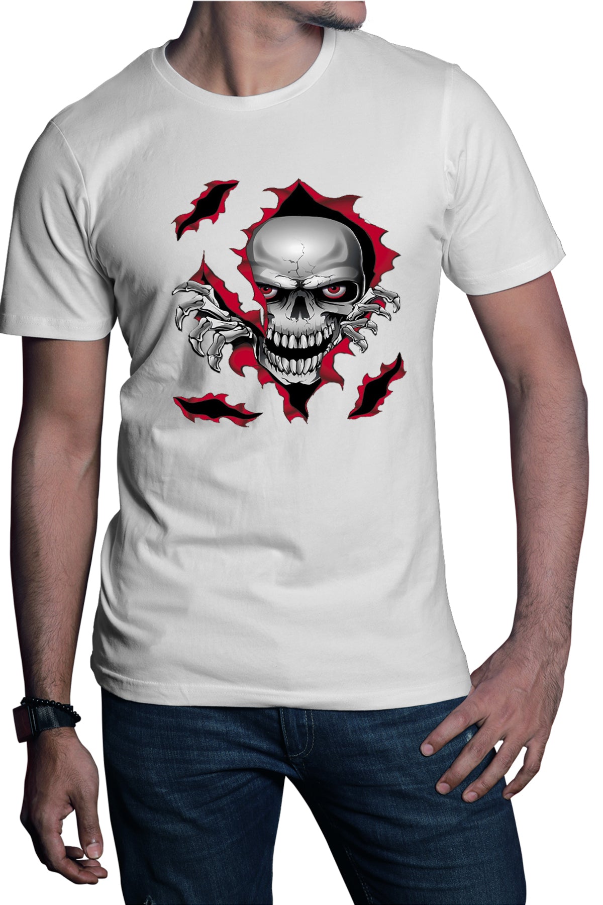 Tricou barbati Predator Biker Skull Logo Motor Skeleton