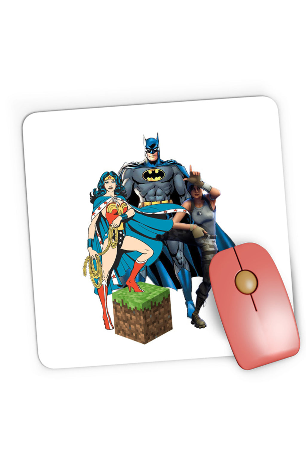Mousepad Gaming Wonder Woman Minecraft Grass Cube Batman Fortnite Dance, 21x19 cm