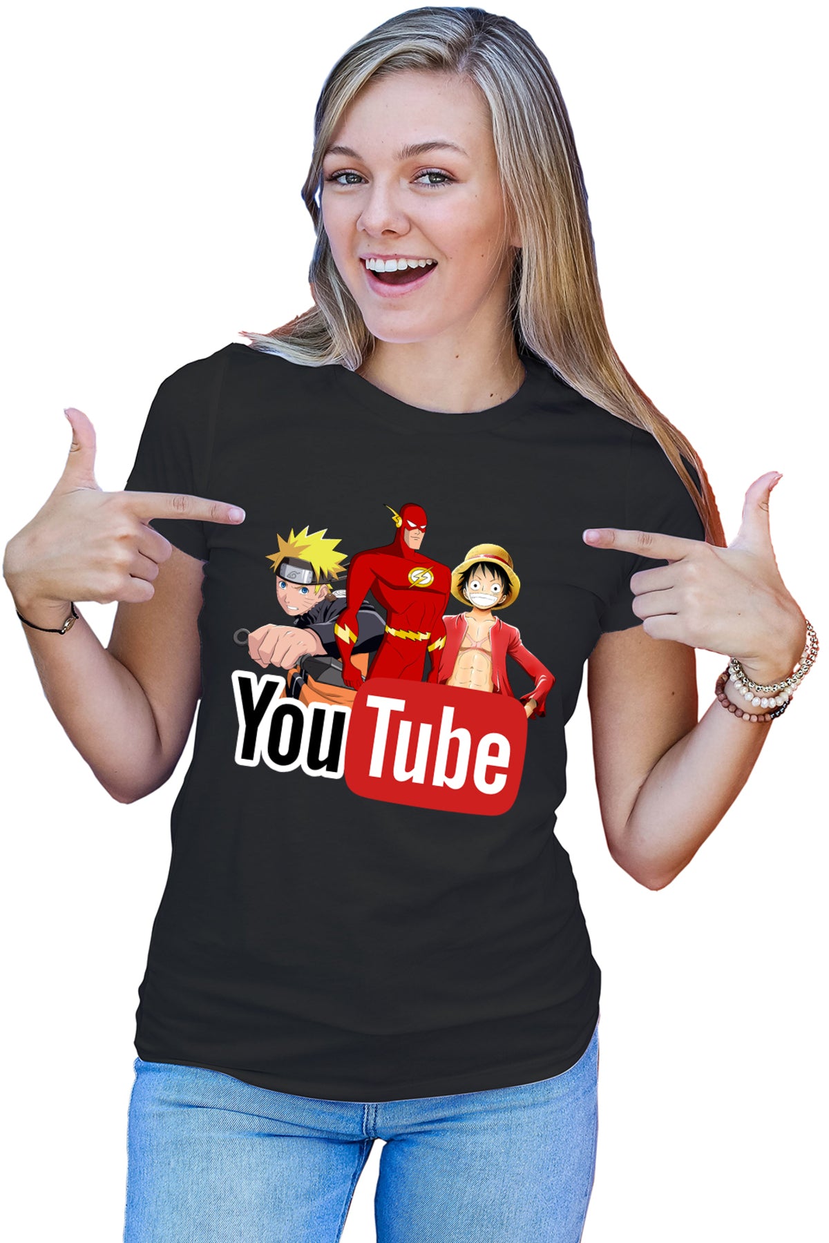 Tricou dama The Flash Naruto One Piece Anime Cartoon