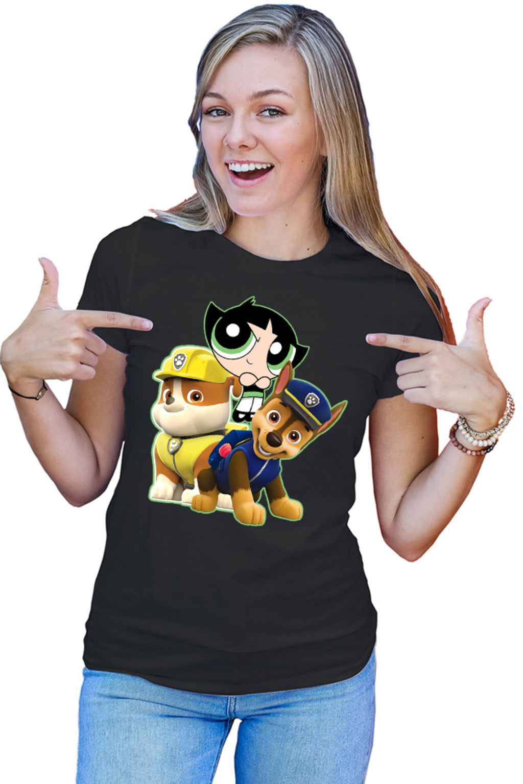 Tricou dama Paw Patrol Buttercup Powerpuff Girls Police Pup