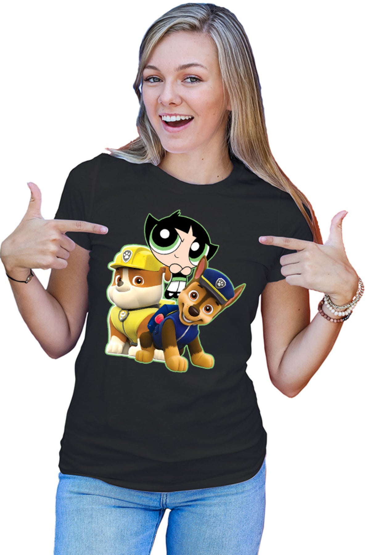 Tricou dama Paw Patrol Buttercup Powerpuff Girls Police Pup