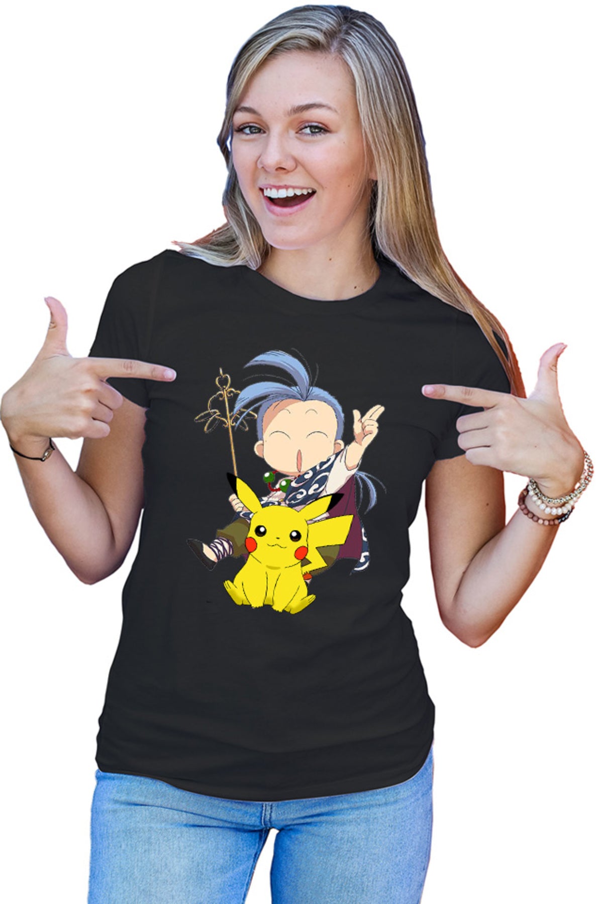 Tricou dama Fushigi Yuugi Chichiri Chibi Pokemon Pikachu Monk