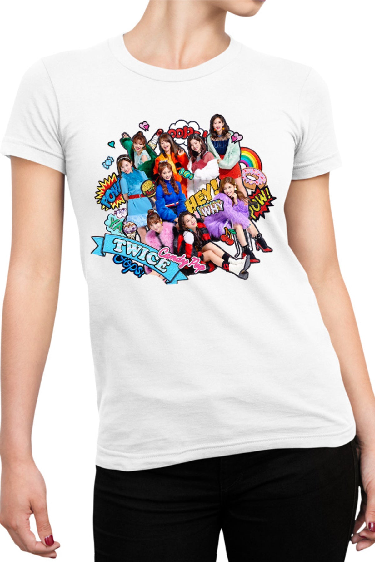 Tricou dama Twice Cartoon WOW Concept Jeongyeon Japan