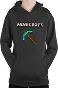 Hanorac copii Minecraft Logo Stone Pickaxe Open World Pixels