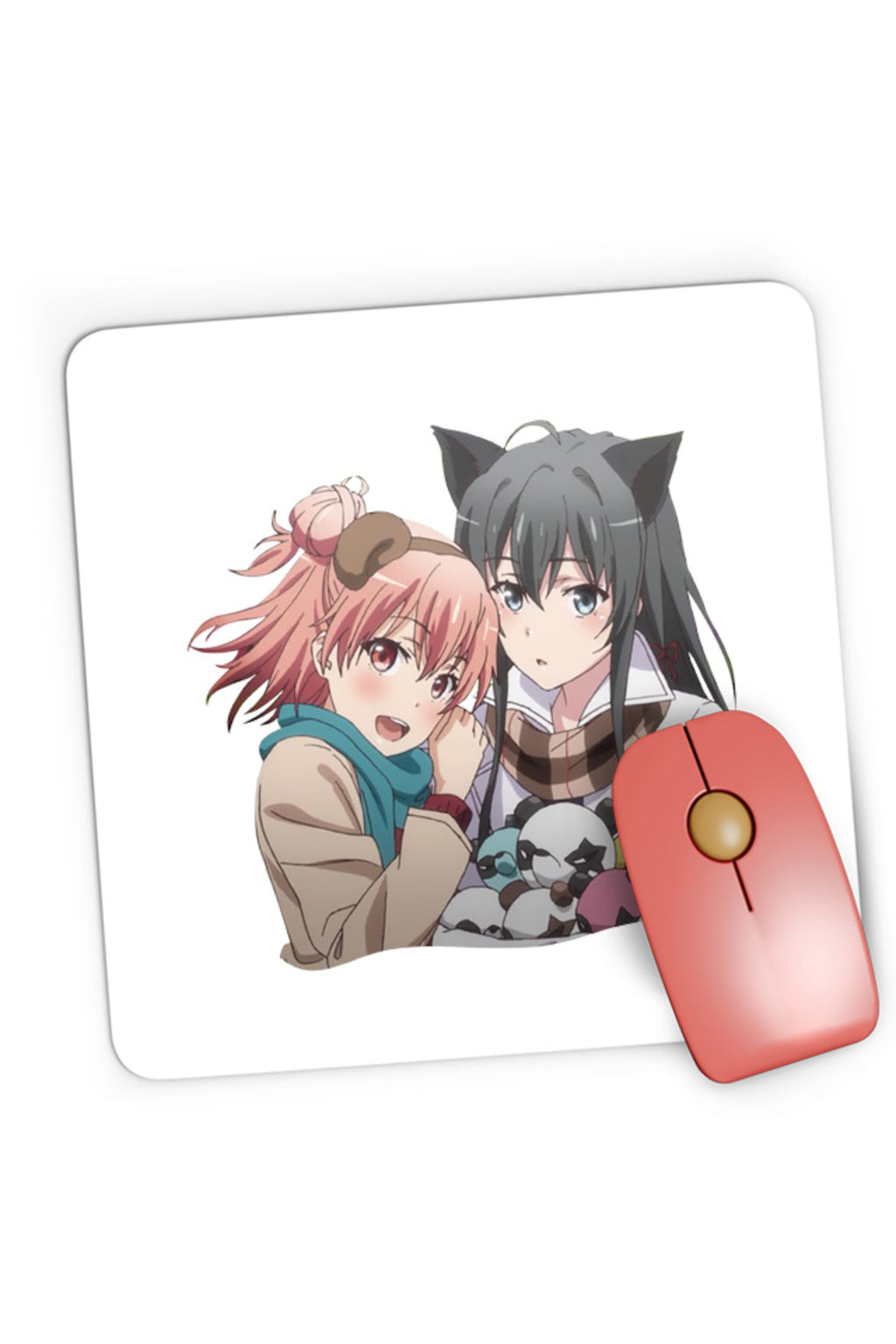 Mousepad Gaming OreGairu School Panda Bear Girls Anime Ponkan, 21x19 cm