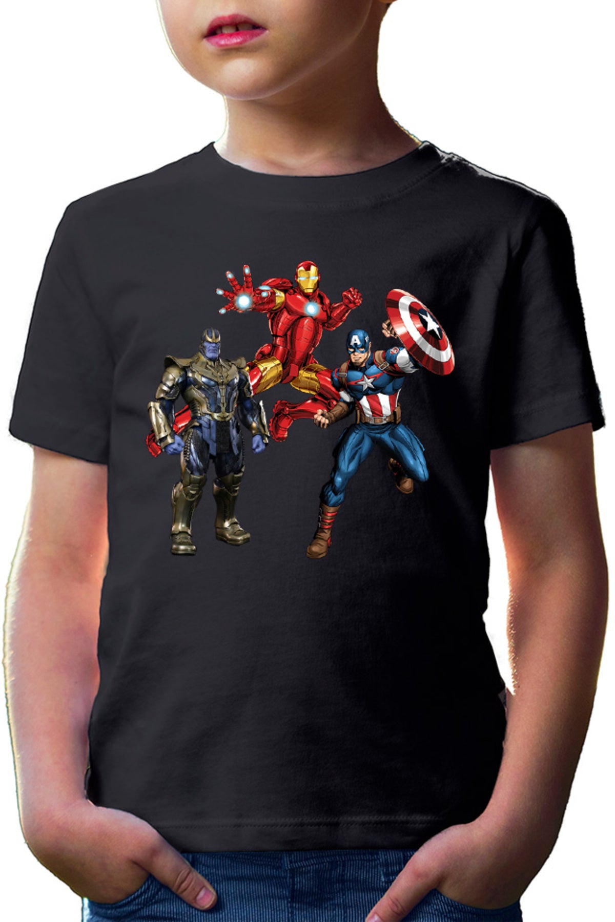 Tricou copii Captain America Iron man Jump Thanos Machine Action Toy