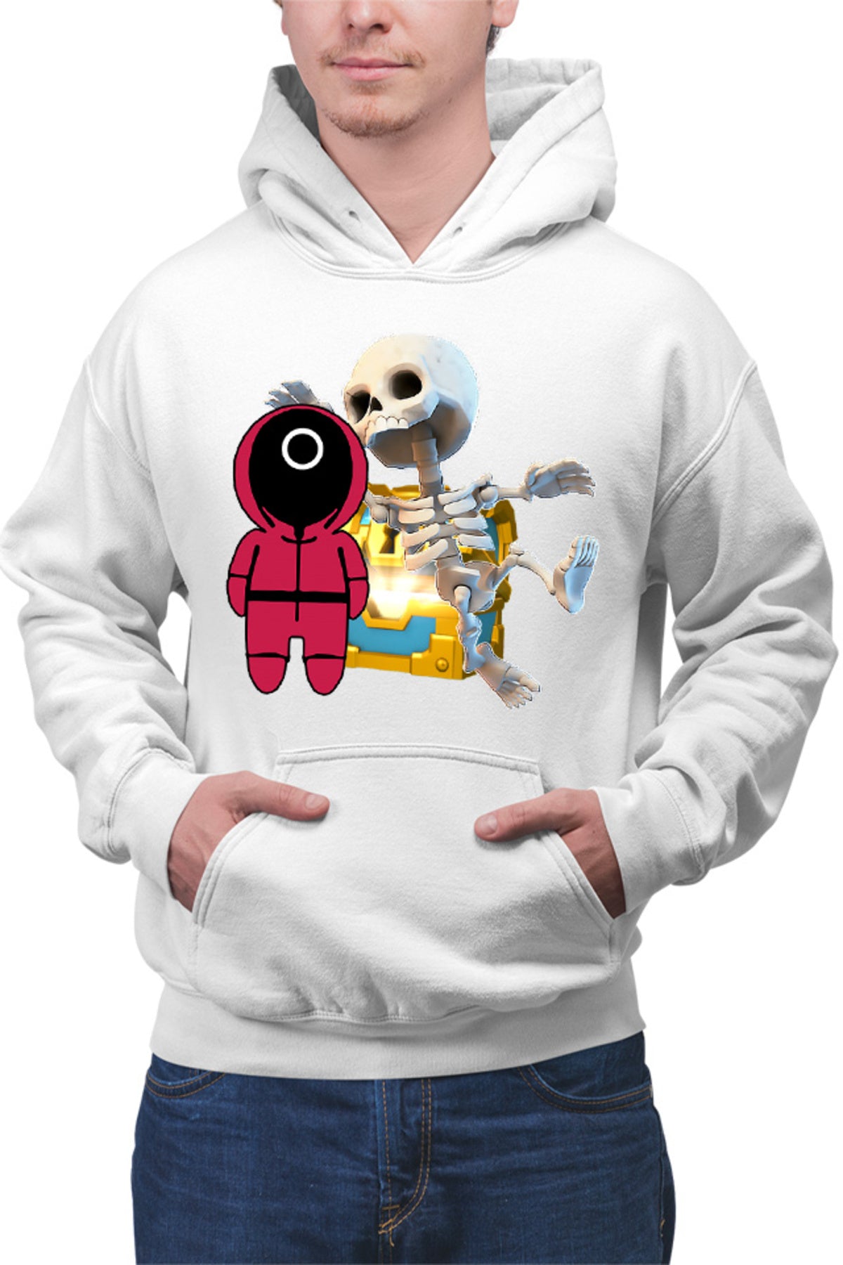 Hanorac barbati Clash Royale Skeleton Chest Box Loot Squid Game Show