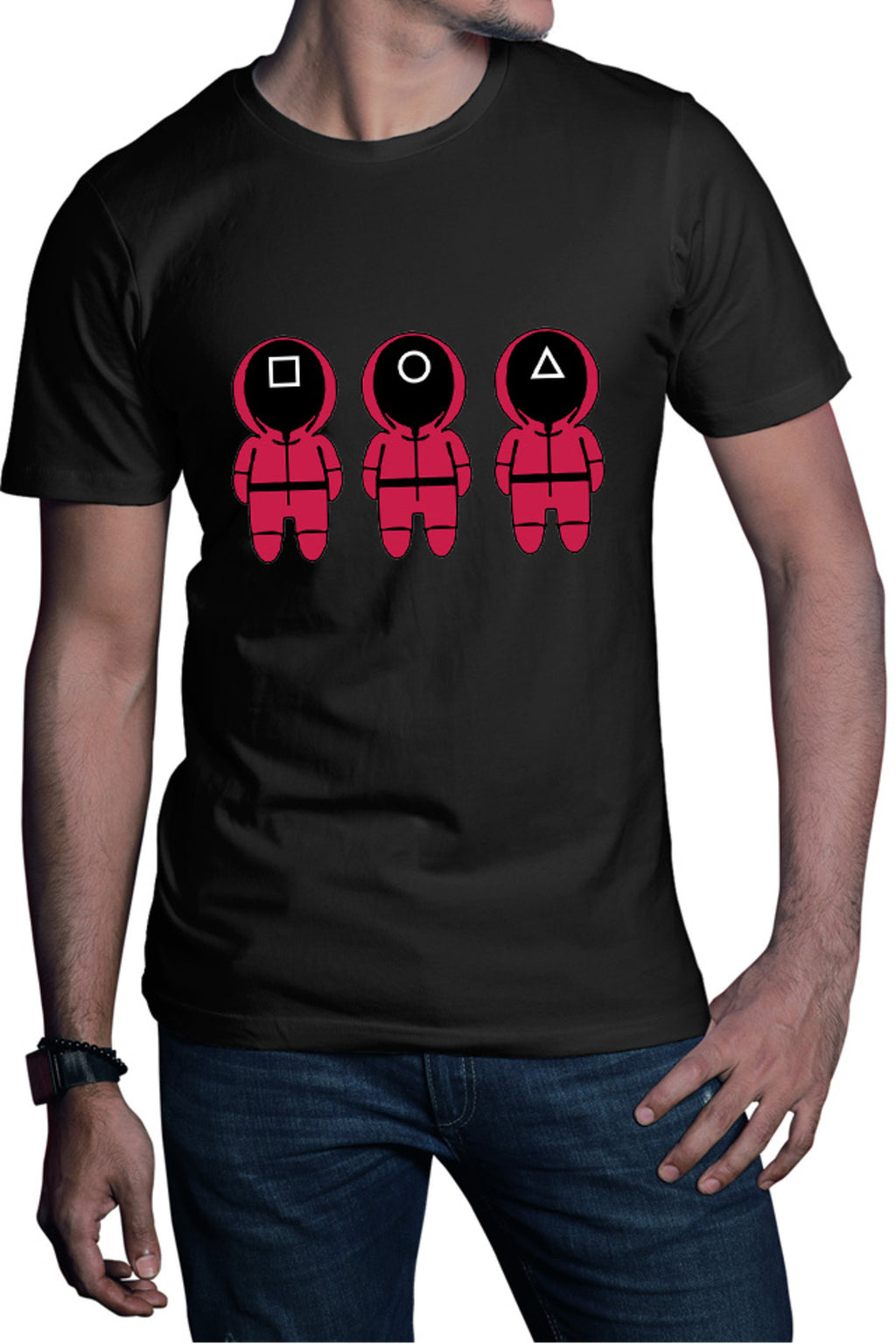 Tricou barbati Squid Game Chibi Concelor Testers Strategy
