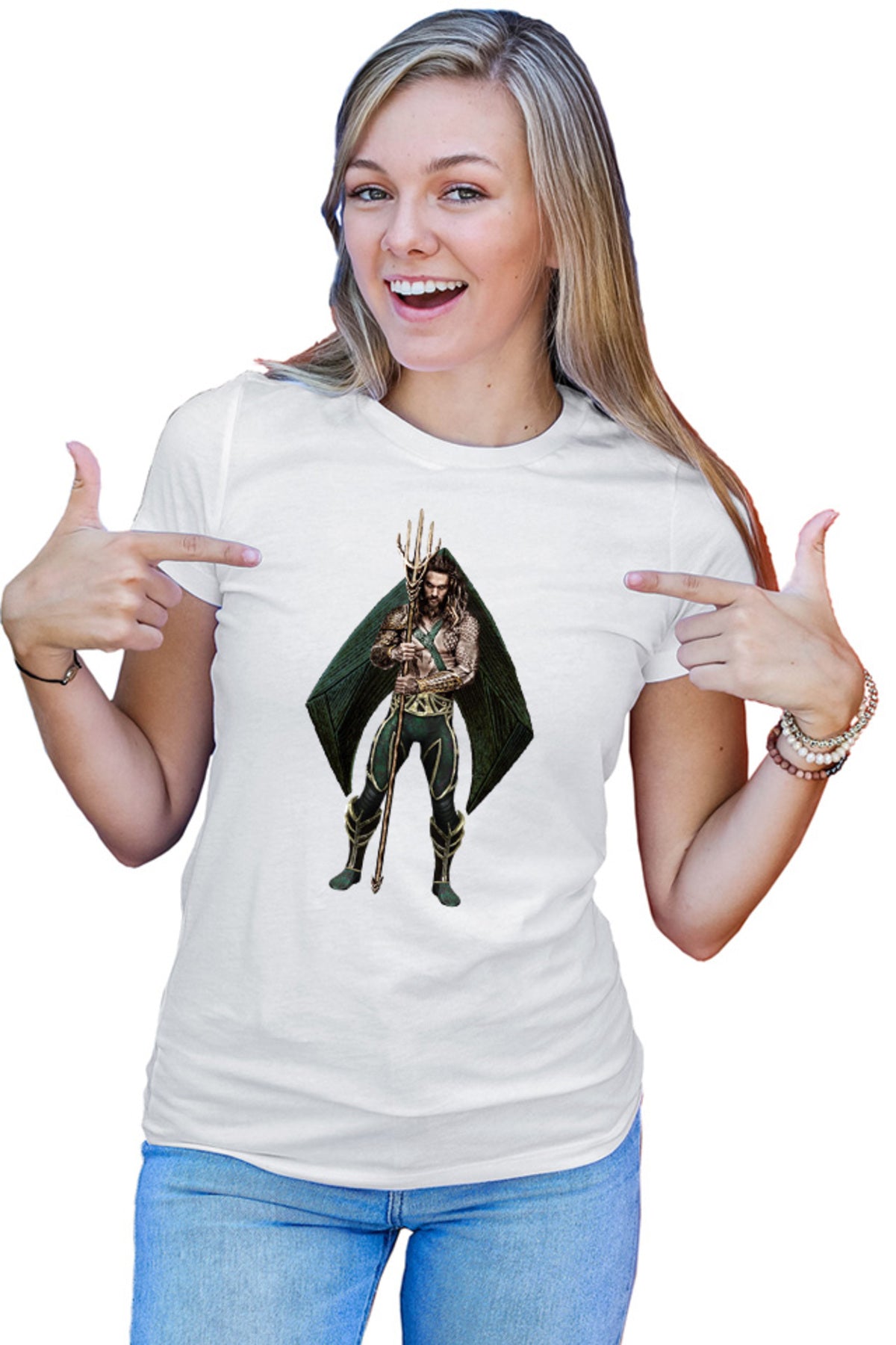 Tricou dama Aquaman Flash Pose Jason Momoa Powerful Ability Unique