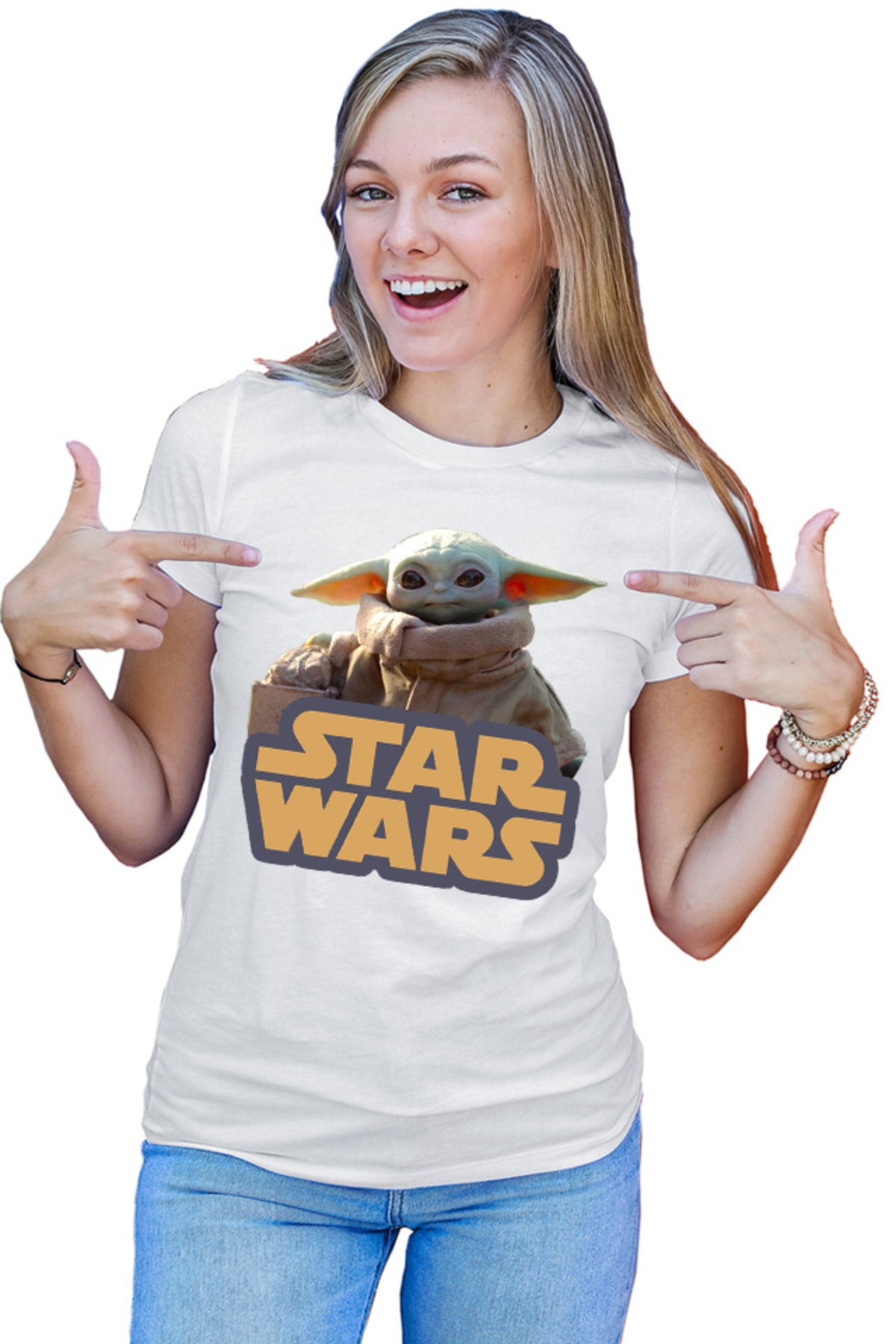 Tricou dama Star Wars Baby Yoda Cute Small Logo Power