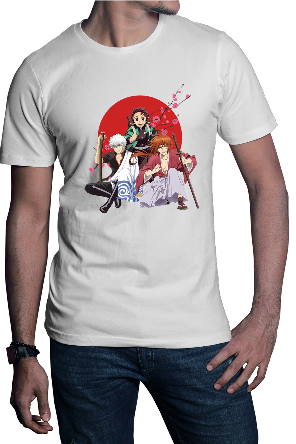 Tricou barbati Rurouni Kenshin Samurai Sakura Trio Harakiri