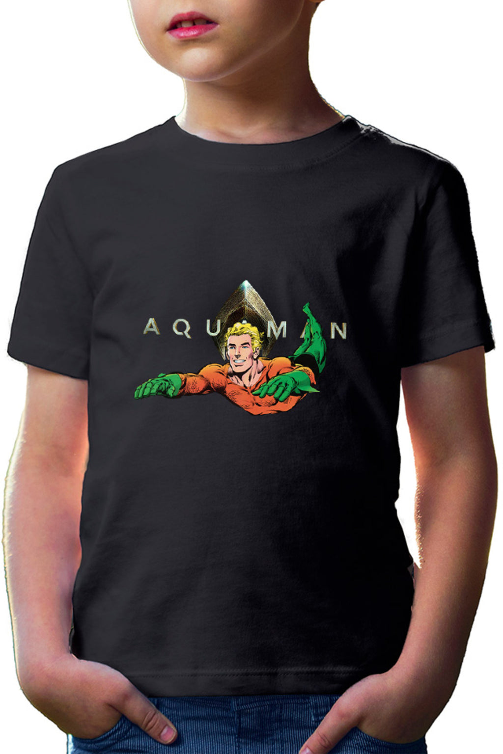 Tricou copii Aquaman Logo Jump Water Swim Hero Strong