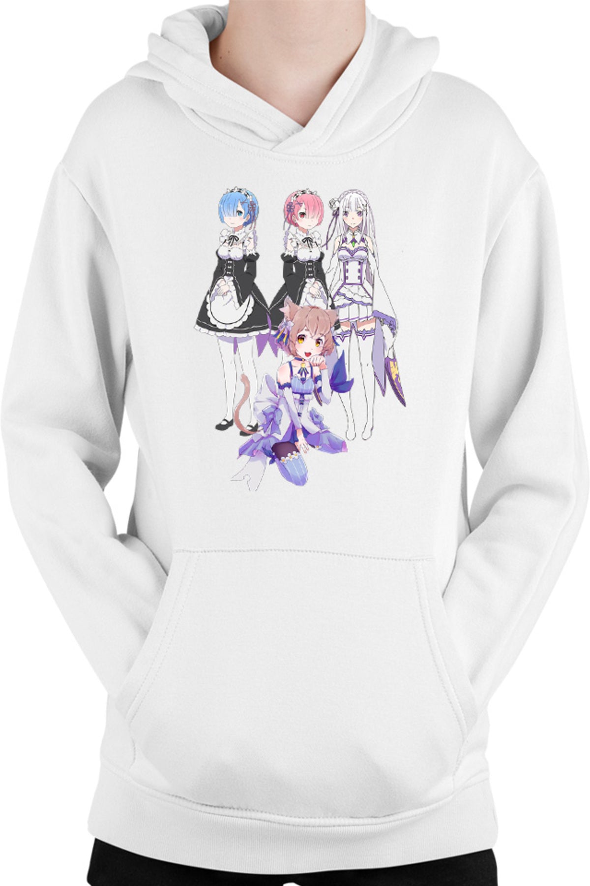 Hanorac copii Re zero REM RAM Emilia Felix Cat Waifu Yandere Doki Doki