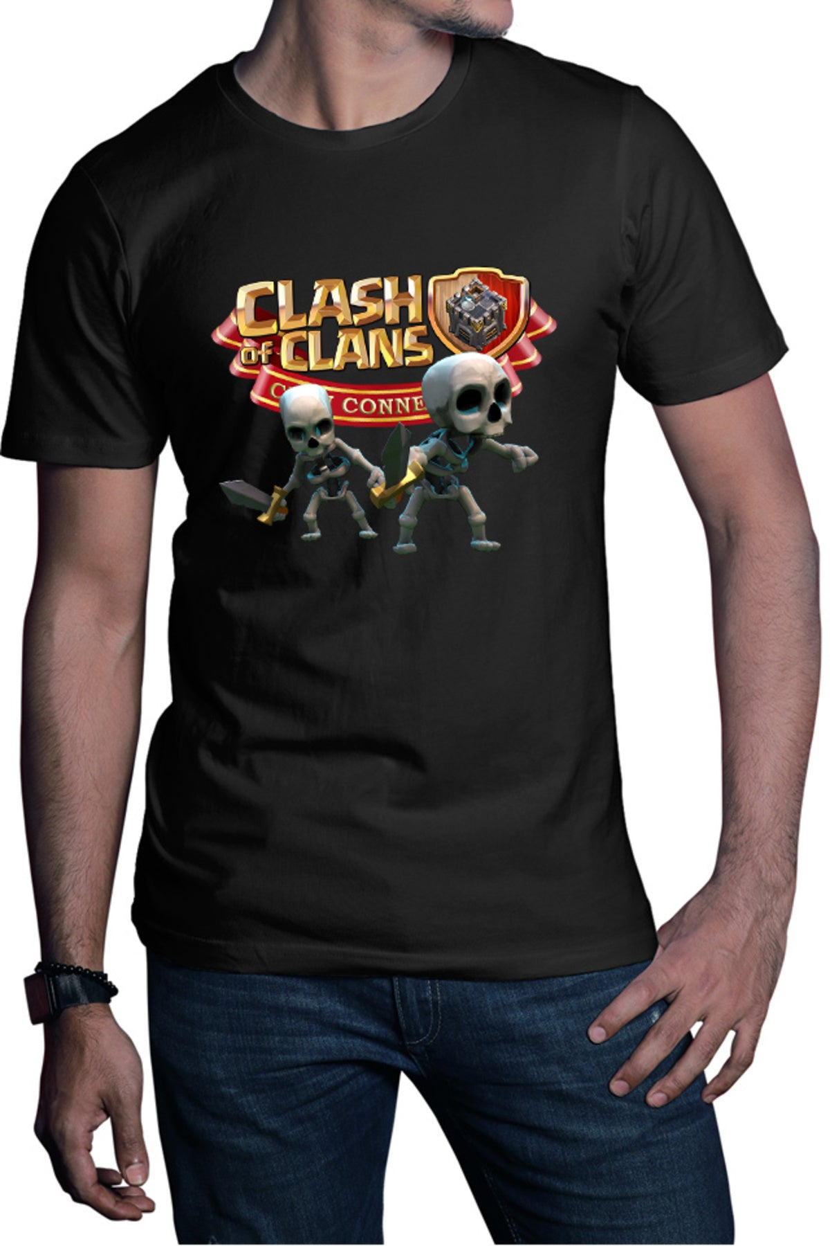 Tricou barbati Clash of Clans Skeletons Team Tank Sword Fighters Logo