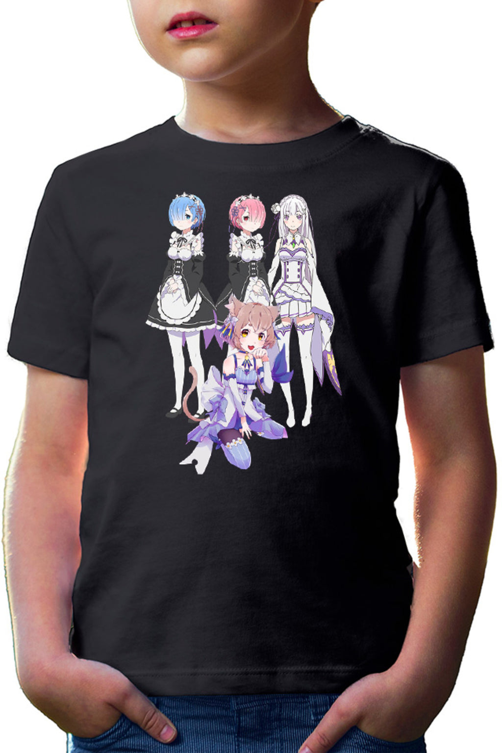 Tricou copii Re zero REM RAM Emilia Felix Cat Waifu Yandere Doki Doki