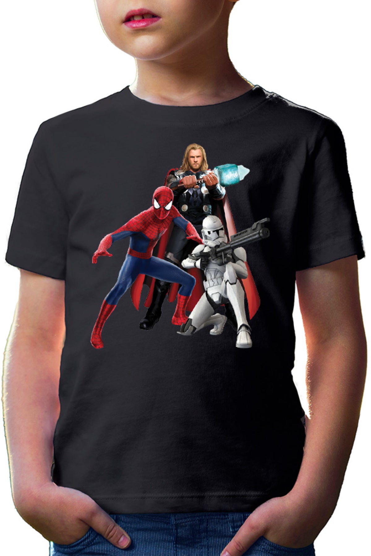 Tricou copii Star Wars Spiderman Thor Marvel Clone Trooper