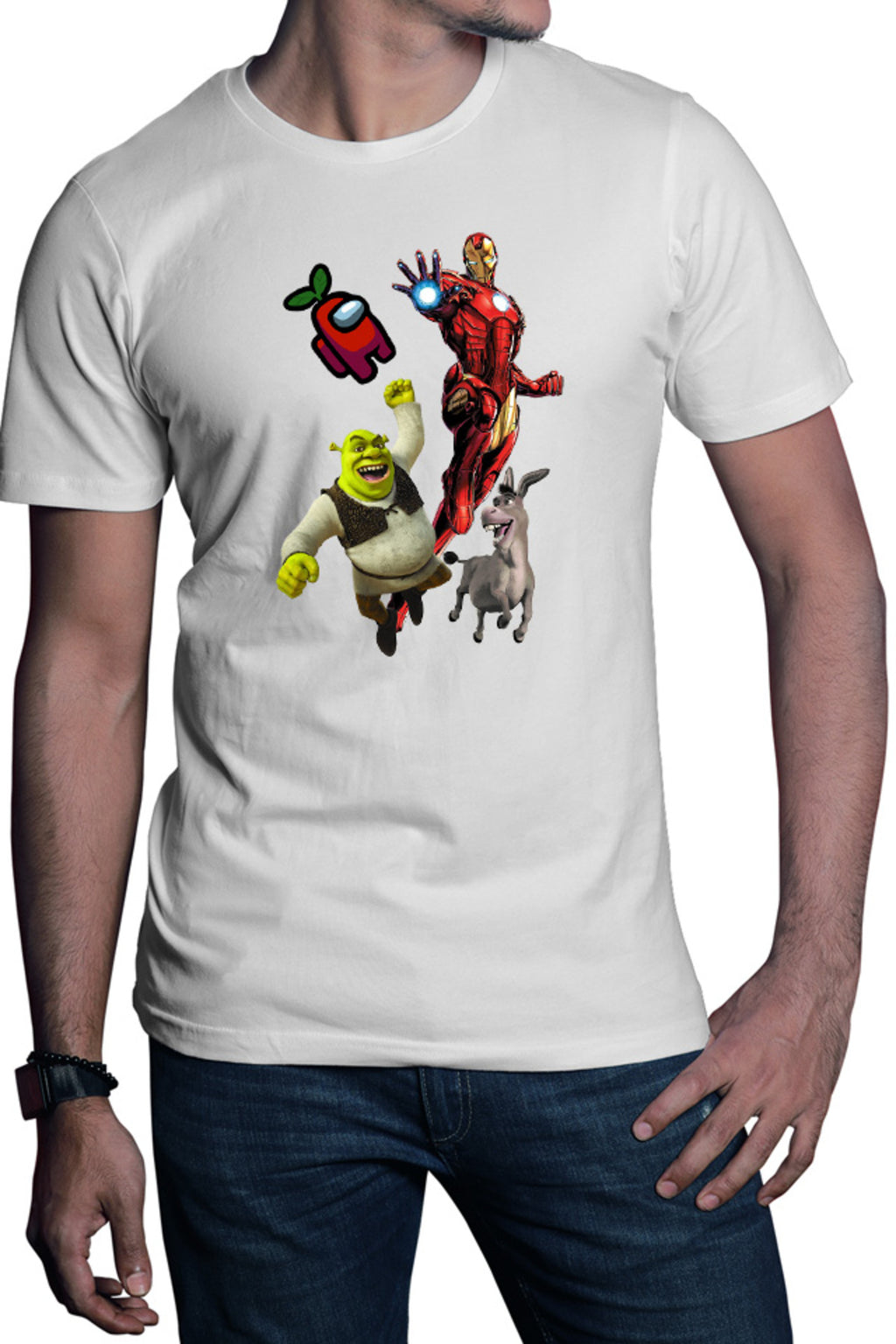 Tricou barbati Ironman Shrek Among Us Flying Space