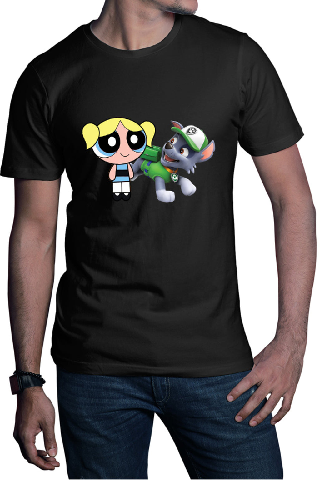 Tricou barbati The Powerpuff Girls Bubble Paw Patrol Happy